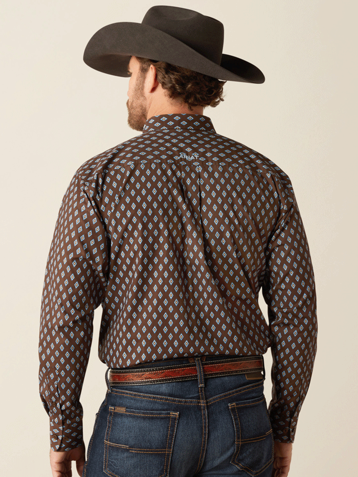 Ariat 10054056 Mens Team Oak Classic Fit Shirt Brown front view. If you need any assistance with this item or the purchase of this item please call us at five six one seven four eight eight eight zero one Monday through Saturday 10:00a.m EST to 8:00 p.m EST