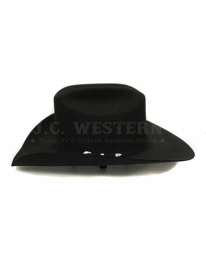 Serratelli IMPERIAL Pure Beaver Western Hat Black side and front view. If you need any assistance with this item or the purchase of this item please call us at five six one seven four eight eight eight zero one Monday through Saturday 10:00a.m EST to 8:00 p.m EST