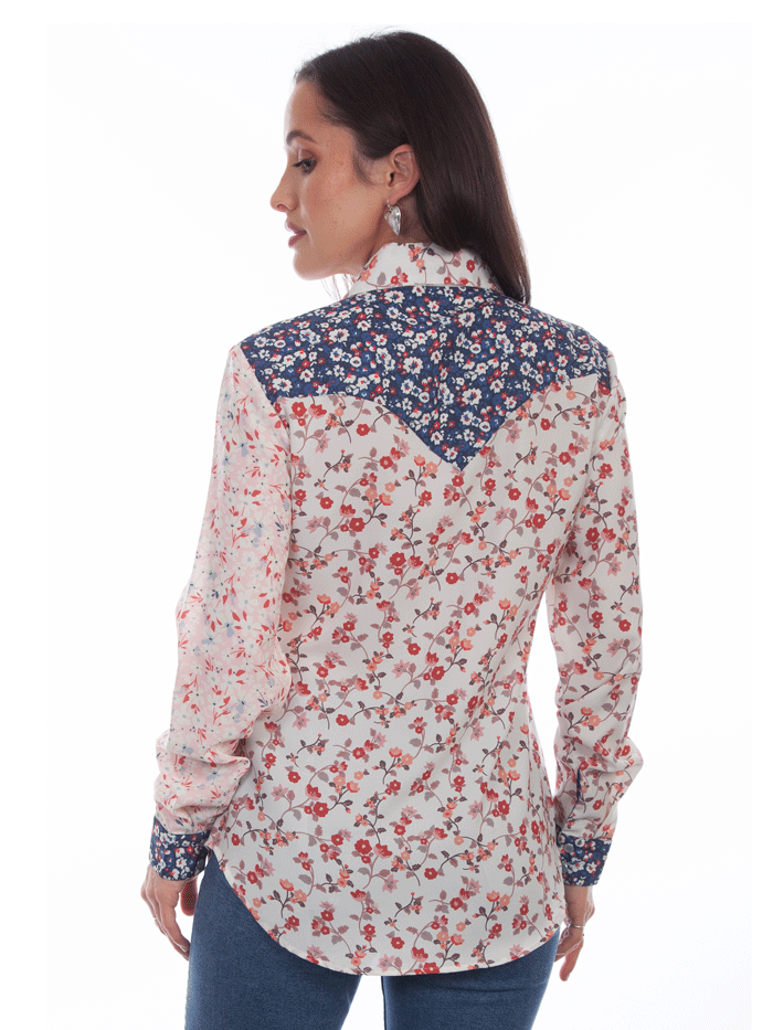 Scully HC829-VTG Womens Floral Print Western Shirt Vintage Pink front view. If you need any assistance with this item or the purchase of this item please call us at five six one seven four eight eight eight zero one Monday through Saturday 10:00a.m EST to 8:00 p.m EST
