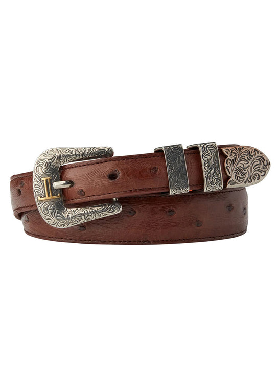 Lucchese W6052 Full Quill Ostrich Tapered Belt Sienna front view. If you need any assistance with this item or the purchase of this item please call us at five six one seven four eight eight eight zero one Monday through Saturday 10:00a.m EST to 8:00 p.m EST