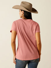 Ariat 10054033 Womens Rally Call T-Shirt Dusty Rose Pink back view. If you need any assistance with this item or the purchase of this item please call us at five six one seven four eight eight eight zero one Monday through Saturday 10:00a.m EST to 8:00 p.m EST