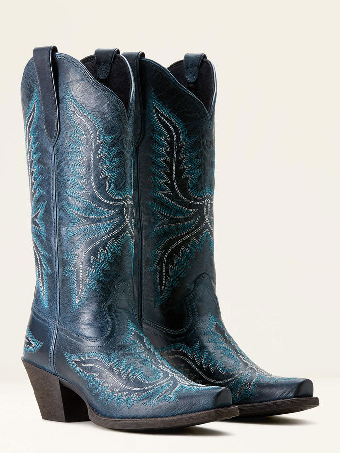 Ariat 10053787 Womens Round Up Collins Western Boot Fresh Denim Navy side / front view. If you need any assistance with this item or the purchase of this item please call us at five six one seven four eight eight eight zero one Monday through Saturday 10:00a.m EST to 8:00 p.m EST