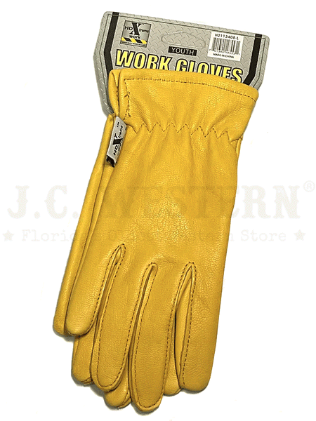 HD Xtreme Work H2113408 Youth Goatskin Leather Gloves Tan front view. If you need any assistance with this item or the purchase of this item please call us at five six one seven four eight eight eight zero one Monday through Saturday 10:00a.m EST to 8:00 p.m EST