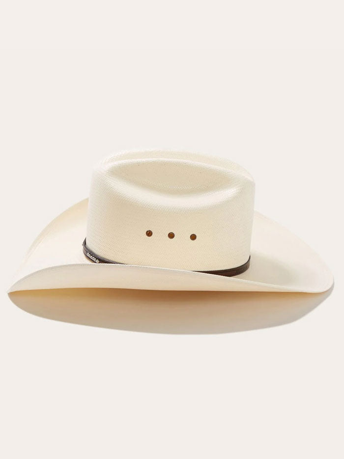 Stetson SSLLNO-304281 LLANO 10X Straw Hat Natural side / front view. If you need any assistance with this item or the purchase of this item please call us at five six one seven four eight eight eight zero one Monday through Saturday 10:00a.m EST to 8:00 p.m EST