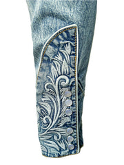 Rockmount 6859-DBLU Men's Vintage Tooling Embroidered Western Shirt Denim Blue cuff snaps close up. If you need any assistance with this item or the purchase of this item please call us at five six one seven four eight eight eight zero one Monday through Saturday 10:00a.m EST to 8:00 p.m EST