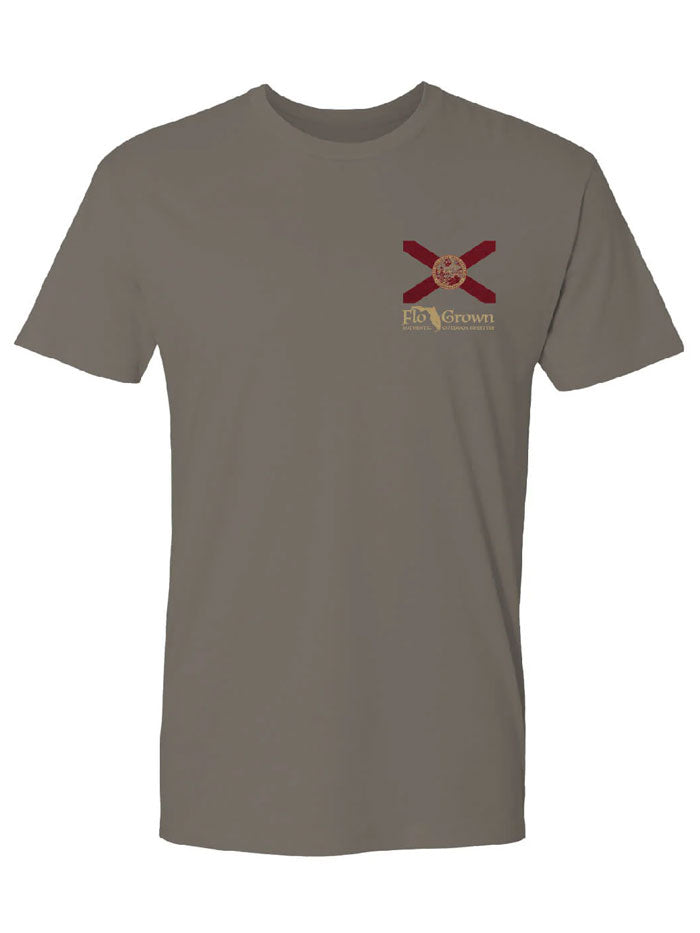 FloGrown FGM-1808 Mens Florida Treasures Tee Grey back view. If you need any assistance with this item or the purchase of this item please call us at five six one seven four eight eight eight zero one Monday through Saturday 10:00a.m EST to 8:00 p.m EST