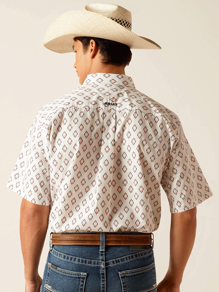 Ariat 10048372 Mens Terrance Classic Fit Shirt White back view. If you need any assistance with this item or the purchase of this item please call us at five six one seven four eight eight eight zero one Monday through Saturday 10:00a.m EST to 8:00 p.m EST