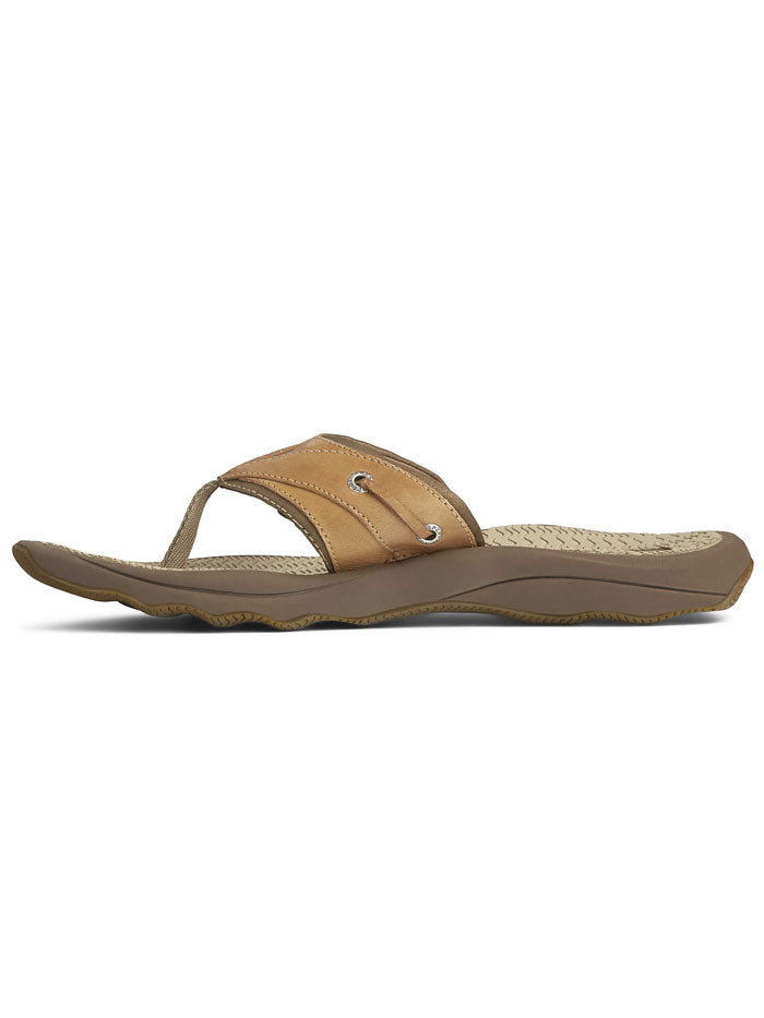 Sperry STS17567 Mens Outer Banks Flip Flop Tan side / top view. If you need any assistance with this item or the purchase of this item please call us at five six one seven four eight eight eight zero one Monday through Saturday 10:00a.m EST to 8:00 p.m EST