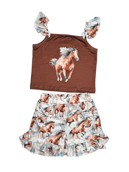 Shea Baby MGS14 Kids Running Horse Set Brown front view. If you need any assistance with this item or the purchase of this item please call us at five six one seven four eight eight eight zero one Monday through Saturday 10:00a.m EST to 8:00 p.m EST

