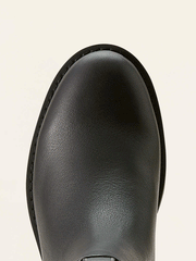 Ariat 10053771 Womens Wexford Lug Mid Waterproof Chelsea Boot Jet Black toe view from above. If you need any assistance with this item or the purchase of this item please call us at five six one seven four eight eight eight zero one Monday through Saturday 10:00a.m EST to 8:00 p.m EST