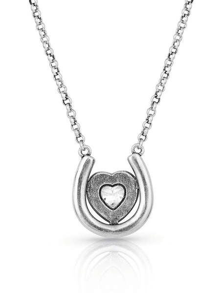 Montana Silversmiths NC4923 Womens The Love Inside Luck Horseshoe Necklace Silver back. If you need any assistance with this item or the purchase of this item please call us at five six one seven four eight eight eight zero one Monday through Saturday 10:00a.m EST to 8:00 p.m EST