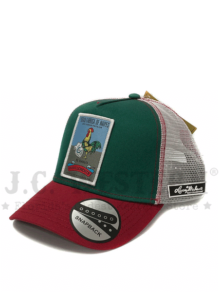 Larry Mahan MCBCLGGN El Gallo Mesh Back Cap Green side and front view. If you need any assistance with this item or the purchase of this item please call us at five six one seven four eight eight eight zero one Monday through Saturday 10:00a.m EST to 8:00 p.m EST