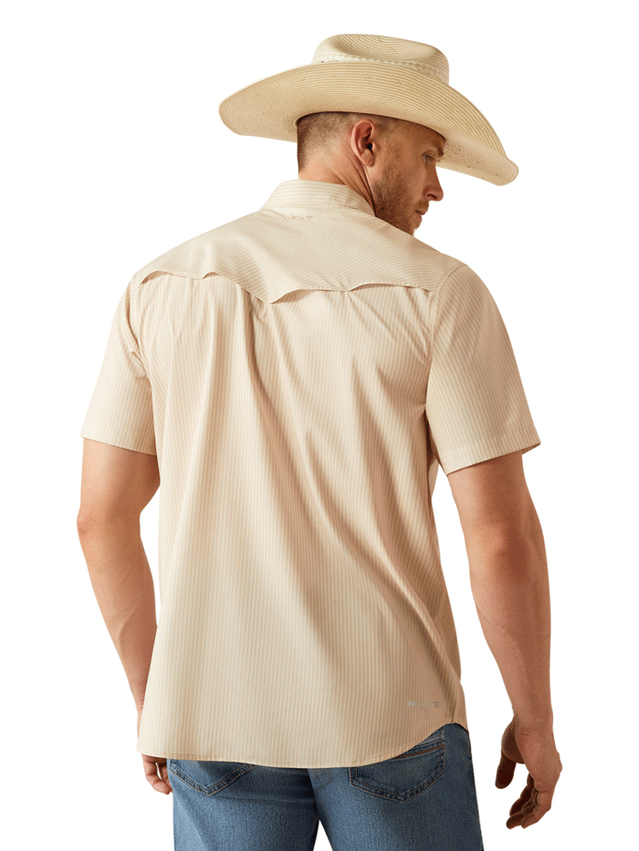 Ariat 10054479 Mens VentTEK Western Fitted Shirt Tan front view. If you need any assistance with this item or the purchase of this item please call us at five six one seven four eight eight eight zero one Monday through Saturday 10:00a.m EST to 8:00 p.m EST