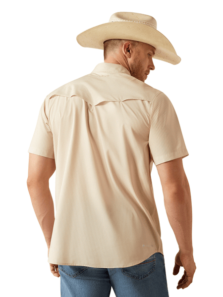 Ariat 10054479 Mens VentTEK Western Fitted Shirt Tan back view. If you need any assistance with this item or the purchase of this item please call us at five six one seven four eight eight eight zero one Monday through Saturday 10:00a.m EST to 8:00 p.m EST