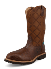 Twisted X MXBNW09 Mens Round Nano Toe Western Work Boot Brown front and side view. If you need any assistance with this item or the purchase of this item please call us at five six one seven four eight eight eight zero one Monday through Saturday 10:00a.m EST to 8:00 p.m EST