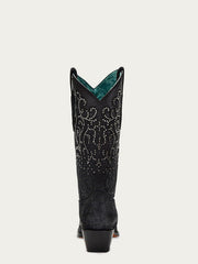 Corral C4100 Ladies Embroidery And Crystals Overlay Boot Black back. If you need any assistance with this item or the purchase of this item please call us at five six one seven four eight eight eight zero one Monday through Saturday 10:00a.m EST to 8:00 p.m EST