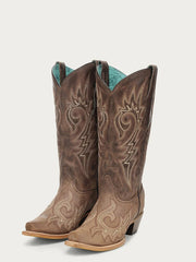 Corral Z5557 Ladies Flames Embroidery Cowboy Boot Brown side / front view pair. If you need any assistance with this item or the purchase of this item please call us at five six one seven four eight eight eight zero one Monday through Saturday 10:00a.m EST to 8:00 p.m EST