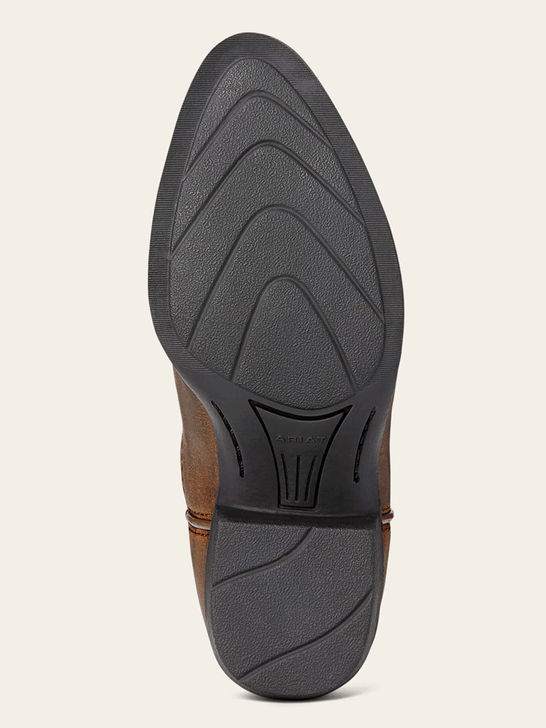 Ariat 10001825 Youth Heritage Western Boot Distressed Brown sole view. If you need any assistance with this item or the purchase of this item please call us at five six one seven four eight eight eight zero one Monday through Saturday 10:00a.m EST to 8:00 p.m EST
