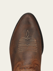Ariat 10001825 Youth Heritage Western Boot Distressed Brown toe view. If you need any assistance with this item or the purchase of this item please call us at five six one seven four eight eight eight zero one Monday through Saturday 10:00a.m EST to 8:00 p.m EST
