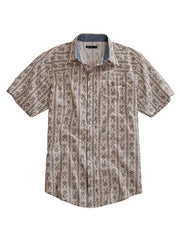 Tin Haul 10-002-0068-0450 Mens Frontier Wallpaper Stripe Print Short Sleeve Shirt Grey front view. If you need any assistance with this item or the purchase of this item please call us at five six one seven four eight eight eight zero one Monday through Saturday 10:00a.m EST to 8:00 p.m EST
