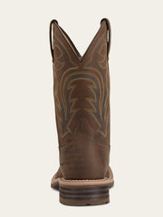 Ariat 10014067 Mens Hybrid Rancher Waterproof Western Boot Oily Distressed Brown back view. If you need any assistance with this item or the purchase of this item please call us at five six one seven four eight eight eight zero one Monday through Saturday 10:00a.m EST to 8:00 p.m EST
