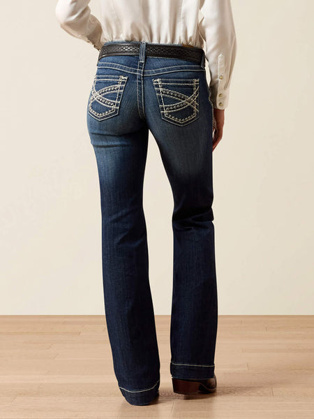 Ariat 10025302 Womens Trouser Mid Rise Stretch Entwined Wide Leg Jean Marine Blue back view. If you need any assistance with this item or the purchase of this item please call us at five six one seven four eight eight eight zero one Monday through Saturday 10:00a.m EST to 8:00 p.m EST
