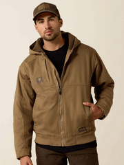 Ariat 10032964 Mens Rebar Duracanvas Hooded Jacket Dark Khaki front view. If you need any assistance with this item or the purchase of this item please call us at five six one seven four eight eight eight zero one Monday through Saturday 10:00a.m EST to 8:00 p.m EST
