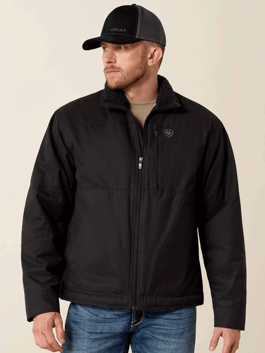 Ariat 10041631 Mens Grizzly Canvas Concealed Carry Jacket Black front view. If you need any assistance with this item or the purchase of this item please call us at five six one seven four eight eight eight zero one Monday through Saturday 10:00a.m EST to 8:00 p.m EST
