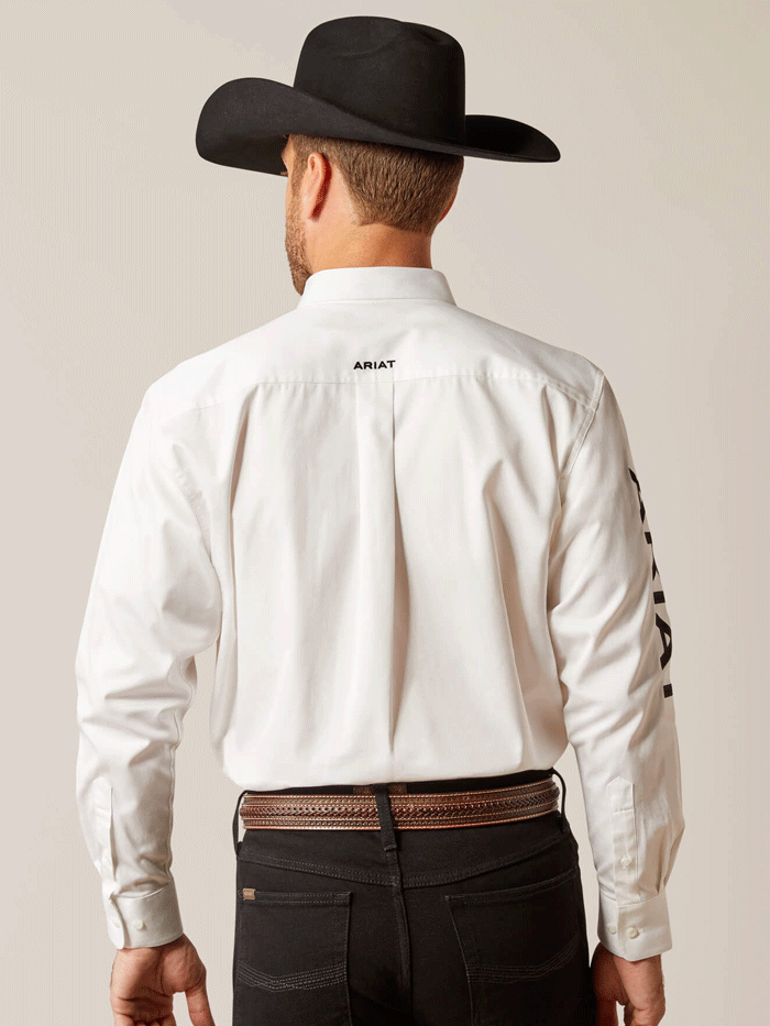 Ariat 10046825 Mens Team Logo Twill Classic Fit Shirt White front view. If you need any assistance with this item or the purchase of this item please call us at five six one seven four eight eight eight zero one Monday through Saturday 10:00a.m EST to 8:00 p.m EST