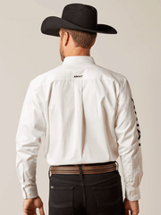 Ariat 10046825 Mens Team Logo Twill Classic Fit Shirt White back view. If you need any assistance with this item or the purchase of this item please call us at five six one seven four eight eight eight zero one Monday through Saturday 10:00a.m EST to 8:00 p.m EST