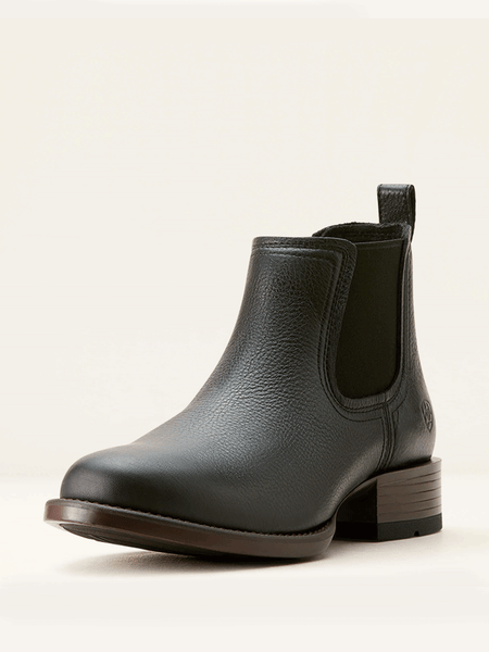 Ariat 10053637 Mens Booker Chelsea Round Toe Western Boot Black Deertan front and side view. If you need any assistance with this item or the purchase of this item please call us at five six one seven four eight eight eight zero one Monday through Saturday 10:00a.m EST to 8:00 p.m EST