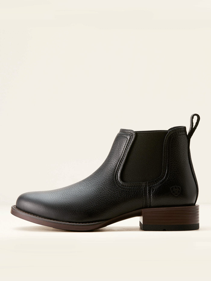 Ariat 10053637 Mens Booker Chelsea Round Toe Western Boot Black Deertan front and side view. If you need any assistance with this item or the purchase of this item please call us at five six one seven four eight eight eight zero one Monday through Saturday 10:00a.m EST to 8:00 p.m EST