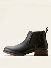 Ariat 10053637 Mens Booker Chelsea Round Toe Western Boot Black Deertan side view. If you need any assistance with this item or the purchase of this item please call us at five six one seven four eight eight eight zero one Monday through Saturday 10:00a.m EST to 8:00 p.m EST