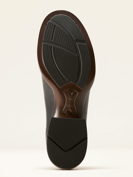 Ariat 10053637 Mens Booker Chelsea Round Toe Western Boot Black Deertan sole view. If you need any assistance with this item or the purchase of this item please call us at five six one seven four eight eight eight zero one Monday through Saturday 10:00a.m EST to 8:00 p.m EST