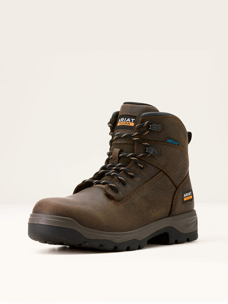 Ariat 10054293 Mens Turbo Duratread Waterproof Work Boot Dark Brown front and side view. If you need any assistance with this item or the purchase of this item please call us at five six one seven four eight eight eight zero one Monday through Saturday 10:00a.m EST to 8:00 p.m EST
