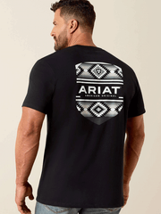 Ariat 10054353 Mens Canyon Aztec Shield Classic Fit T-Shirt Black back view. If you need any assistance with this item or the purchase of this item please call us at five six one seven four eight eight eight zero one Monday through Saturday 10:00a.m EST to 8:00 p.m EST
