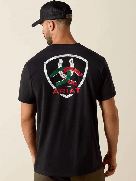 Ariat 10054357 Mens Tres Herradauras Classic Fit T-Shirt Black back view. If you need any assistance with this item or the purchase of this item please call us at five six one seven four eight eight eight zero one Monday through Saturday 10:00a.m EST to 8:00 p.m EST
