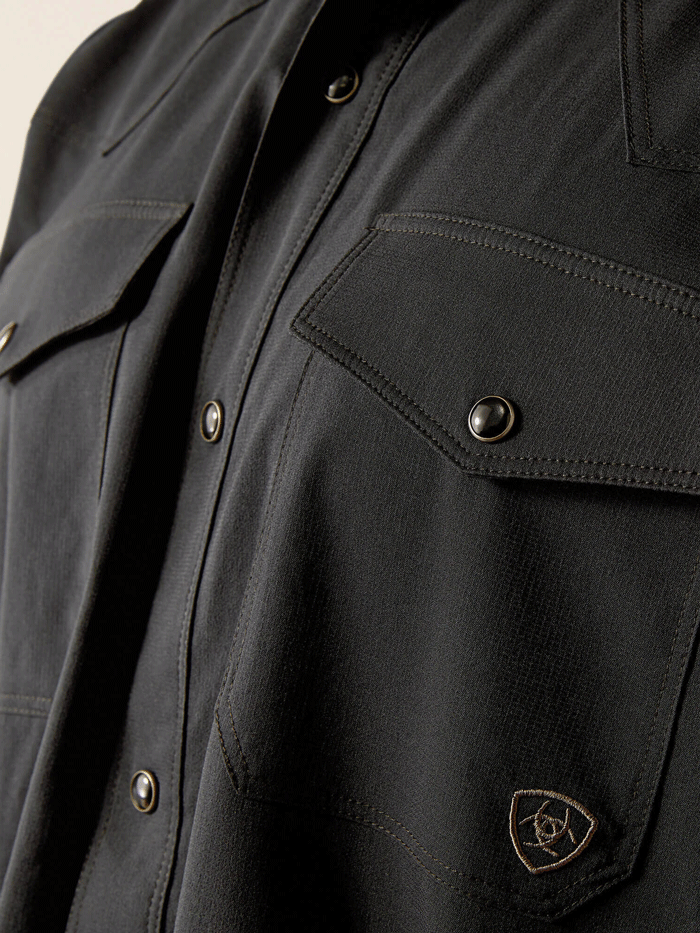 Ariat 10054481 Mens Western VentTEK Classic Fit Shirt Black front view. If you need any assistance with this item or the purchase of this item please call us at five six one seven four eight eight eight zero one Monday through Saturday 10:00a.m EST to 8:00 p.m EST
