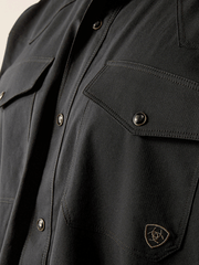 Ariat 10054481 Mens Western VentTEK Classic Fit Shirt Black front close up. If you need any assistance with this item or the purchase of this item please call us at five six one seven four eight eight eight zero one Monday through Saturday 10:00a.m EST to 8:00 p.m EST
