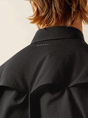 Ariat 10054481 Mens Western VentTEK Classic Fit Shirt Black back close up. If you need any assistance with this item or the purchase of this item please call us at five six one seven four eight eight eight zero one Monday through Saturday 10:00a.m EST to 8:00 p.m EST