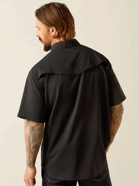 Ariat 10054481 Mens Western VentTEK Classic Fit Shirt Black back view. If you need any assistance with this item or the purchase of this item please call us at five six one seven four eight eight eight zero one Monday through Saturday 10:00a.m EST to 8:00 p.m EST
