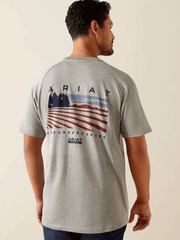 Ariat 10054512 Mens Rebar Cotton Strong Groundbreaker T-Shirt Heather Grey front view. If you need any assistance with this item or the purchase of this item please call us at five six one seven four eight eight eight zero one Monday through Saturday 10:00a.m EST to 8:00 p.m EST