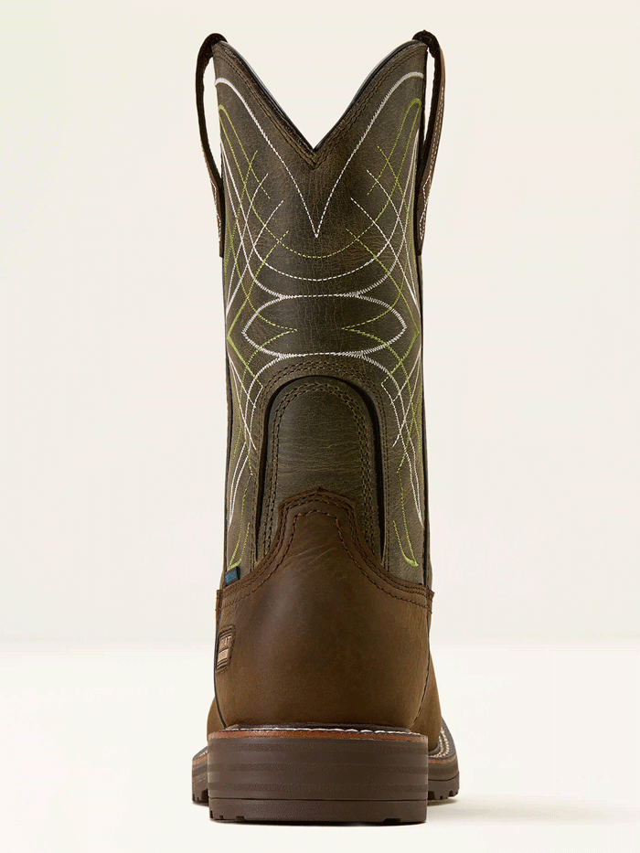 Ariat 10060894 Mens Activator Waterproof Wide Square Toe Work Boot Dark Brown front and side view. If you need any assistance with this item or the purchase of this item please call us at five six one seven four eight eight eight zero one Monday through Saturday 10:00a.m EST to 8:00 p.m EST