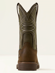 Ariat 10060894 Mens Activator Waterproof Wide Square Toe Work Boot Dark Brown back view. If you need any assistance with this item or the purchase of this item please call us at five six one seven four eight eight eight zero one Monday through Saturday 10:00a.m EST to 8:00 p.m EST