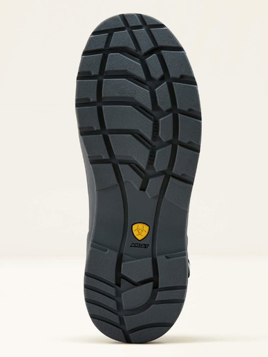 Ariat 10061227 Womens Kelmarsh Mid Rubber Boot Bee Print Grey sole view. If you need any assistance with this item or the purchase of this item please call us at five six one seven four eight eight eight zero one Monday through Saturday 10:00a.m EST to 8:00 p.m EST