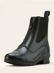 Ariat 10061297 Womens Heritage Zip Paddock Boot Black front and side view.If you need any assistance with this item or the purchase of this item please call us at five six one seven four eight eight eight zero one Monday through Saturday 10:00a.m EST to 8:00 p.m EST
