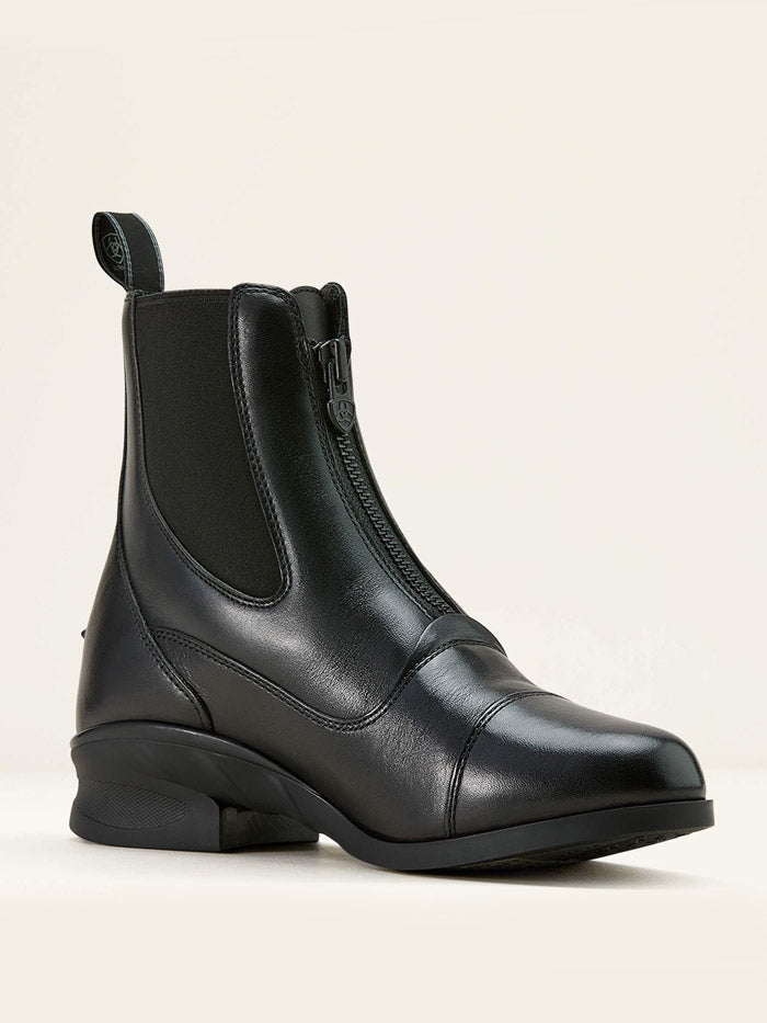 Ariat 10061297 Womens Heritage Zip Paddock Boot Black front and side view.If you need any assistance with this item or the purchase of this item please call us at five six one seven four eight eight eight zero one Monday through Saturday 10:00a.m EST to 8:00 p.m EST
