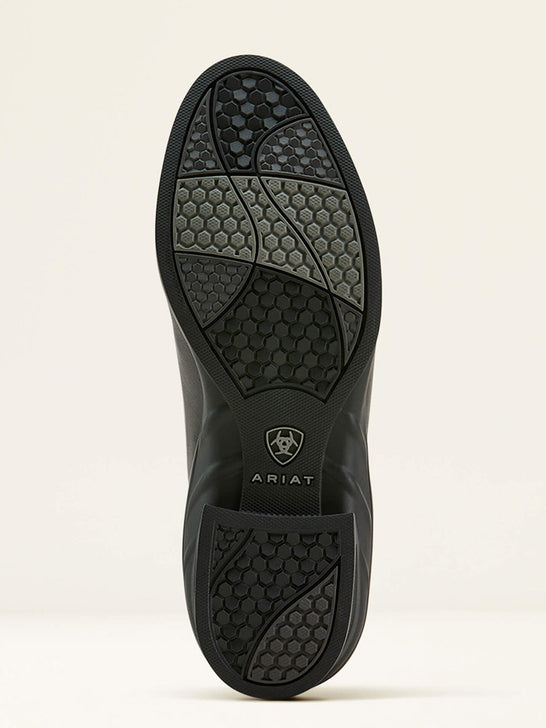 Ariat 10061297 Womens Heritage Zip Paddock Boot Black sole view. If you need any assistance with this item or the purchase of this item please call us at five six one seven four eight eight eight zero one Monday through Saturday 10:00a.m EST to 8:00 p.m EST
