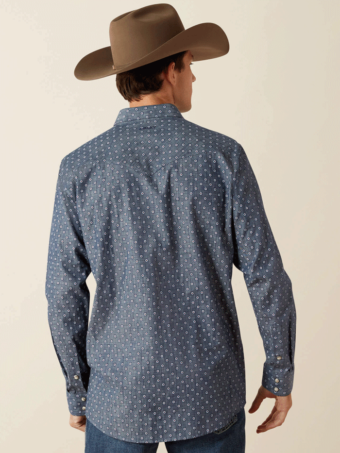 Ariat 10062175 Mens Trip Fitted Long Sleeve Shirt Chambray Blue front view. If you need any assistance with this item or the purchase of this item please call us at five six one seven four eight eight eight zero one Monday through Saturday 10:00a.m EST to 8:00 p.m EST