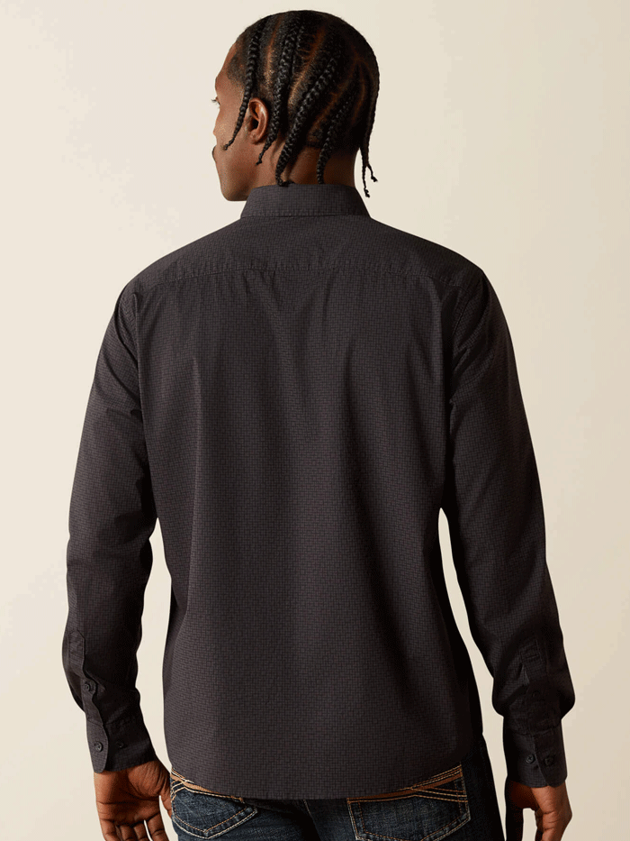 Ariat 10062216 Mens Michael Modern Fit Long Sleeve Shirt Black front view. If you need any assistance with this item or the purchase of this item please call us at five six one seven four eight eight eight zero one Monday through Saturday 10:00a.m EST to 8:00 p.m EST